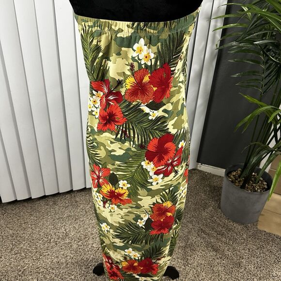 Rouge Collection Women's Plus Sz 2X Floral Green Orange Tube Maxi Dress Skirt - Picture 6 of 10